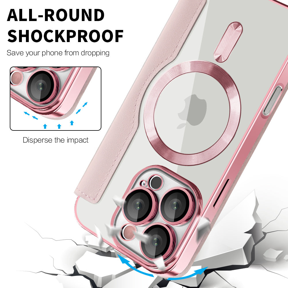 Husa MagSafe pentru Apple iPhone 16 Pro, Techsuit, SmartMag Book, Roz