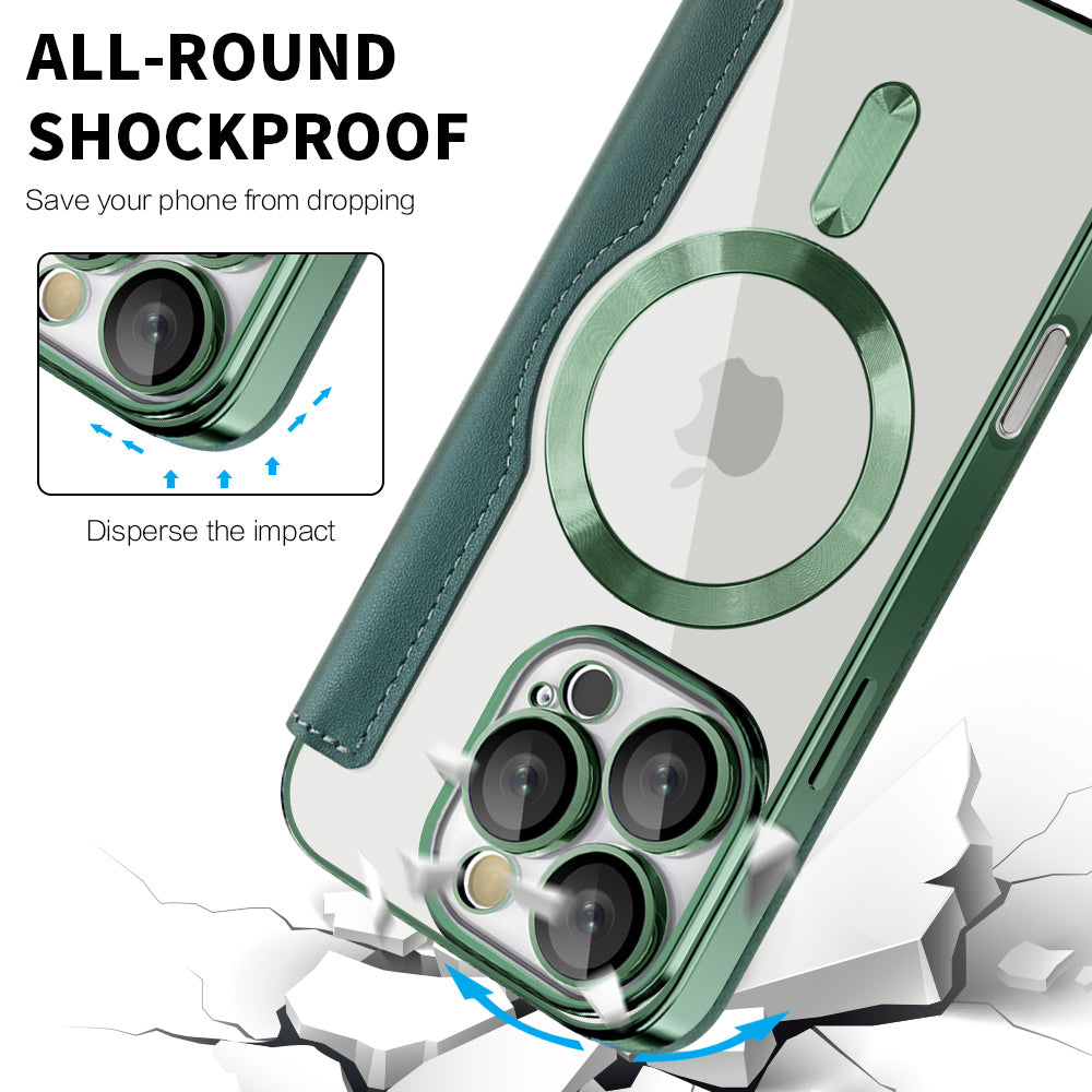 Husa MagSafe pentru Apple iPhone 16 Pro, Techsuit, SmartMag Book, Verde