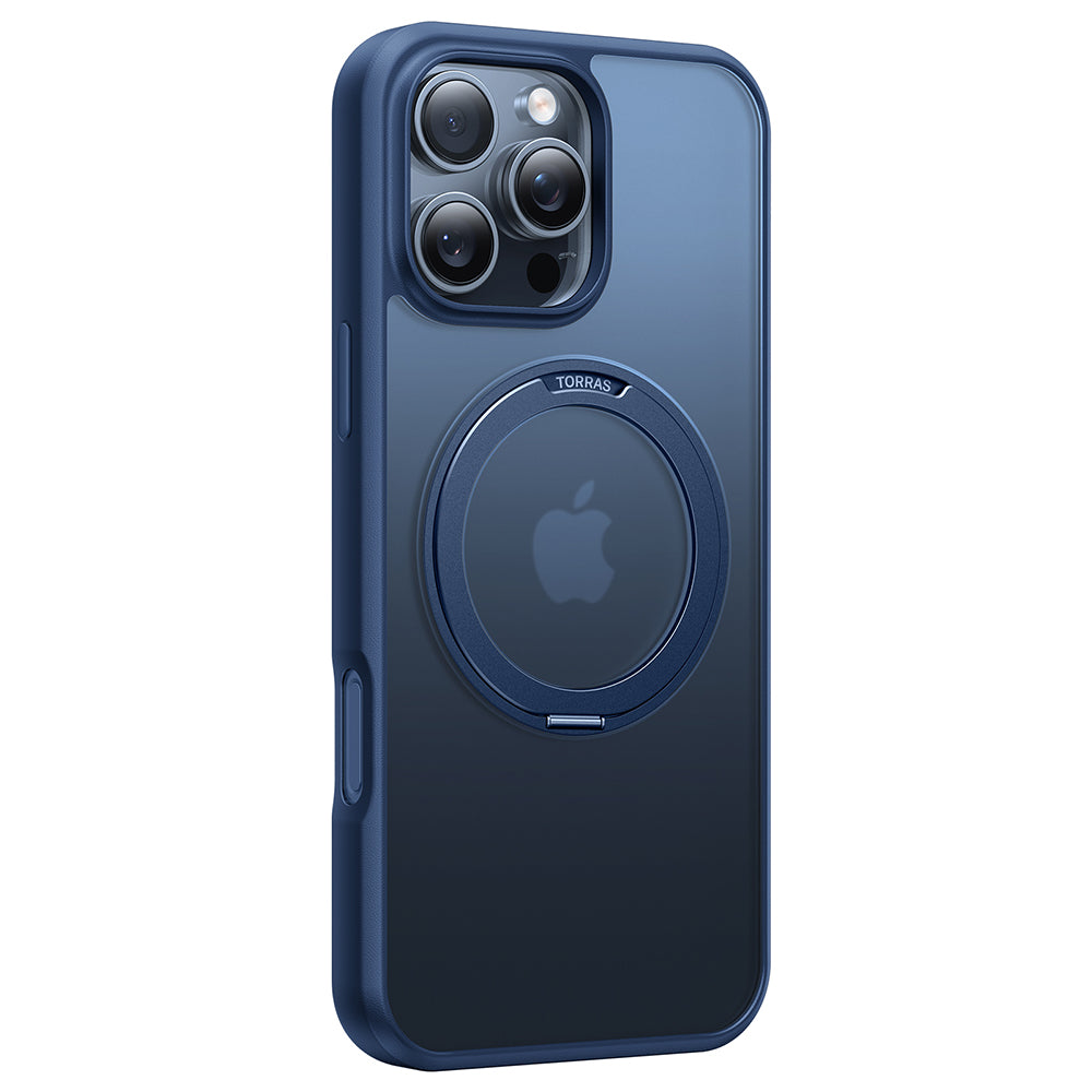 Husa MagSafe pentru Apple iPhone 16 Pro, Torras, Ostand Pro, Bleumarin