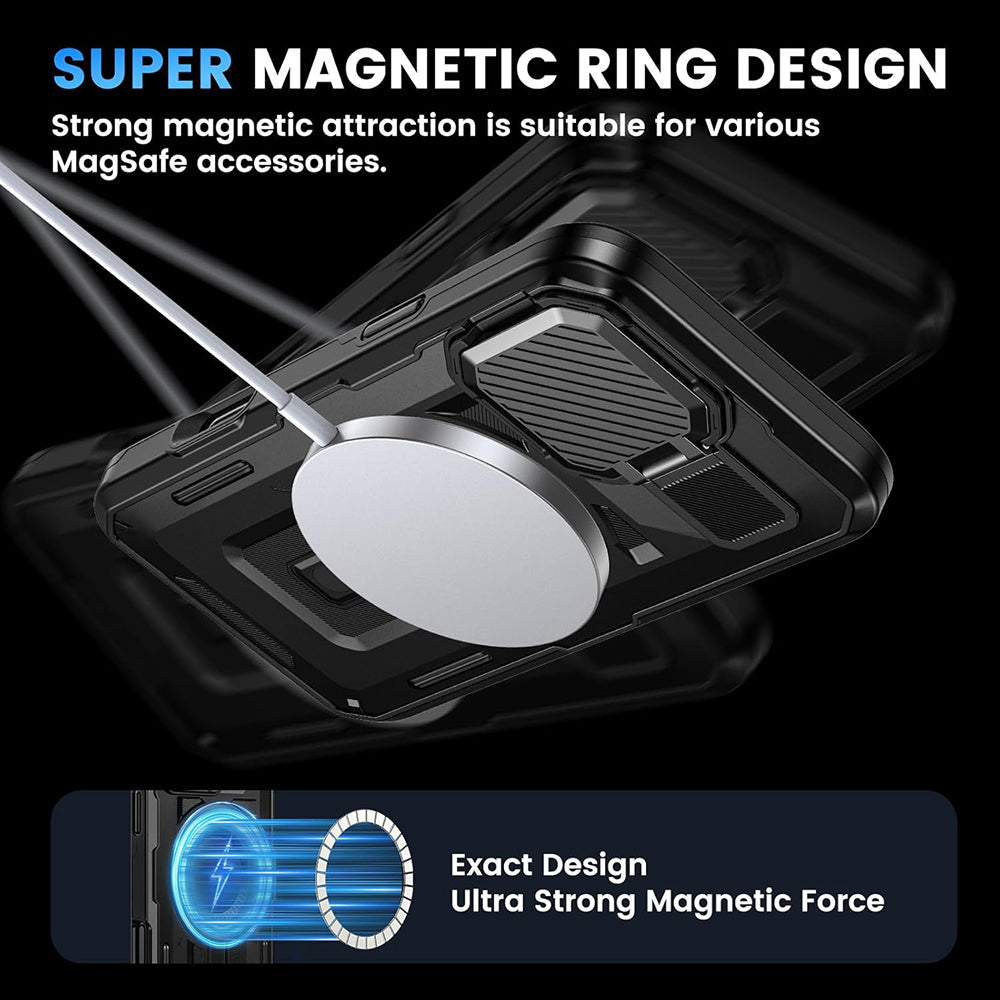 Husa MagSafe pentru Apple iPhone 16, Techsuit, CamVault, Neagra