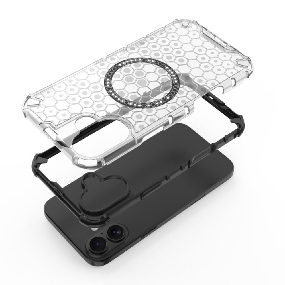 Husa MagSafe pentru Apple iPhone 16, Techsuit, HoneyComb Shield, Alba