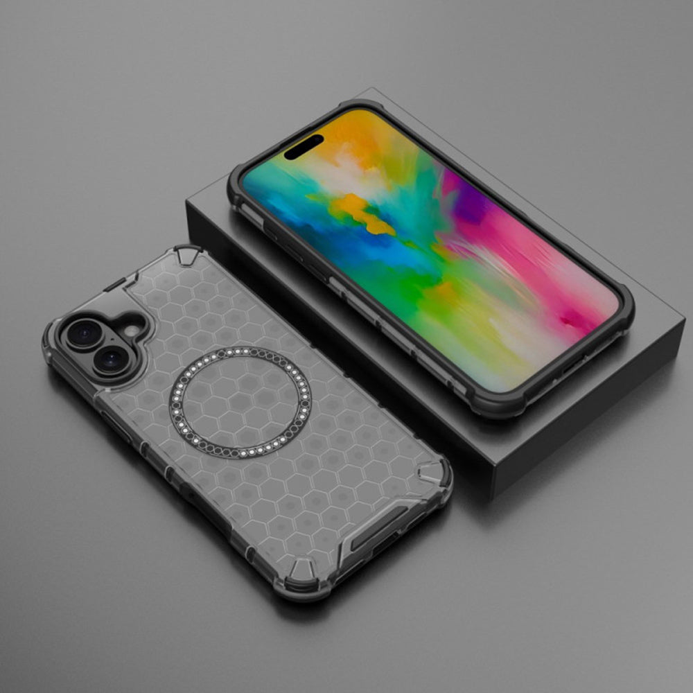 Husa MagSafe pentru Apple iPhone 16, Techsuit, HoneyComb Shield, Neagra