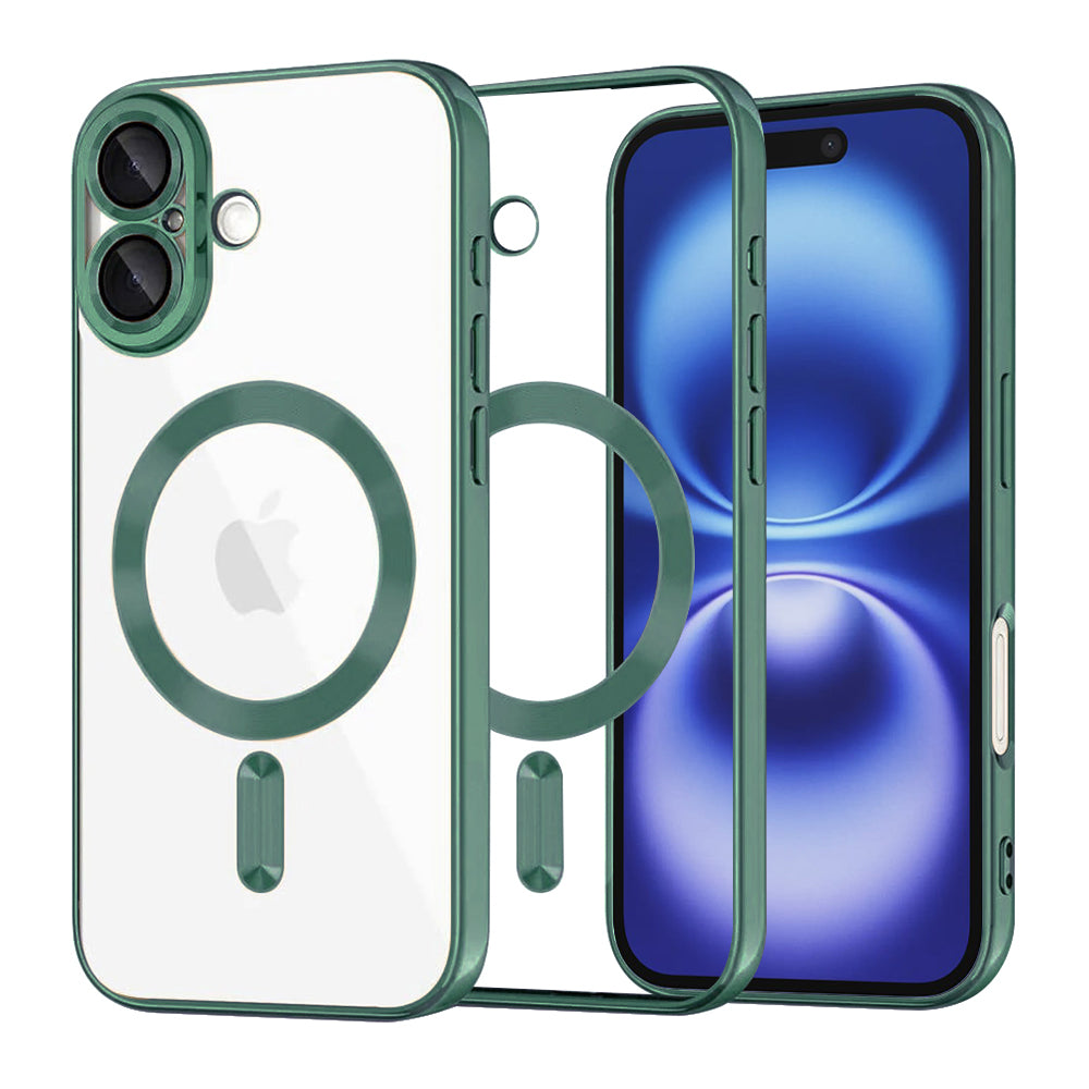 Husa MagSafe pentru Apple iPhone 16, Techsuit, Luxury Crystal, Verde Inchis