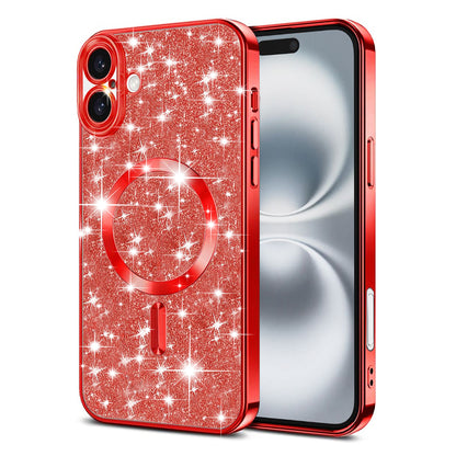 Husa MagSafe pentru Apple iPhone 16, Techsuit, Luxury Glitter, Rosie