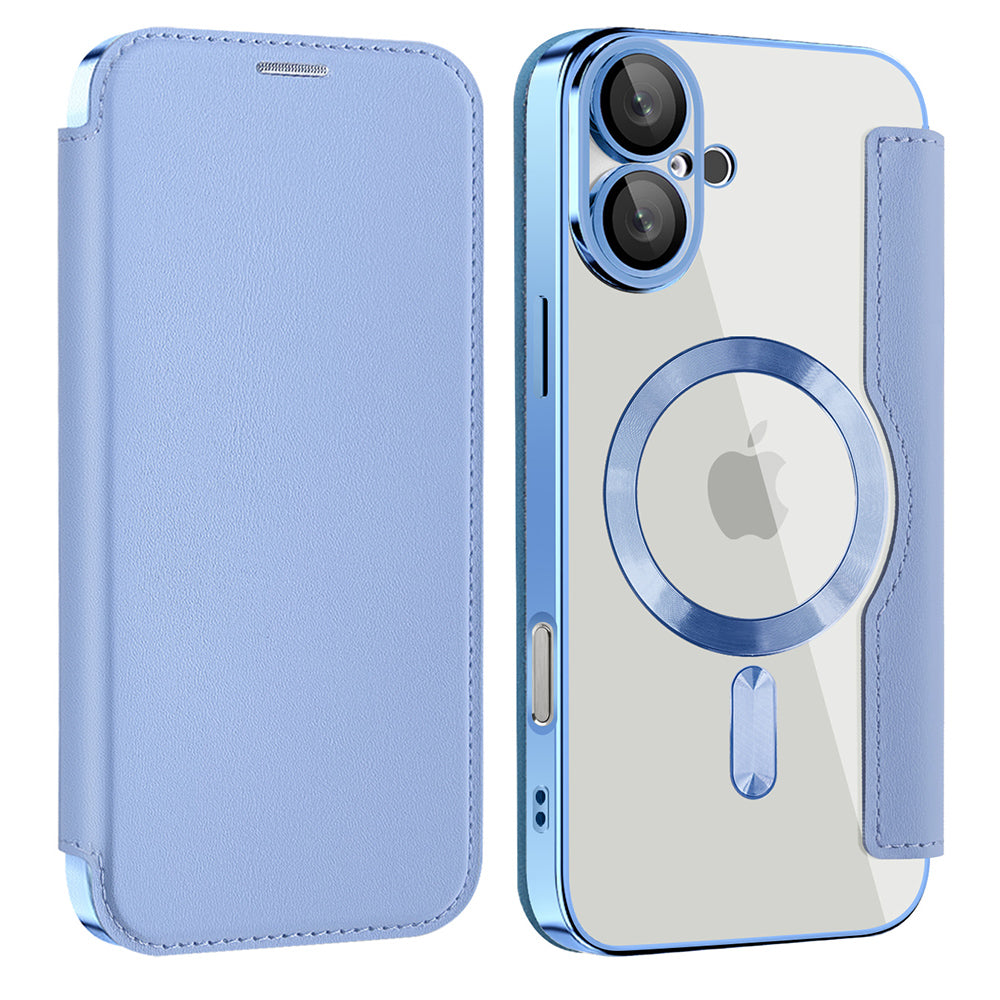 Husa MagSafe pentru Apple iPhone 16, Techsuit, SmartMag Book, Bleu