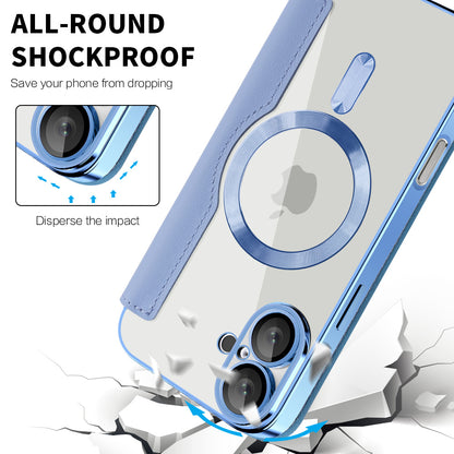 Husa MagSafe pentru Apple iPhone 16, Techsuit, SmartMag Book, Bleu