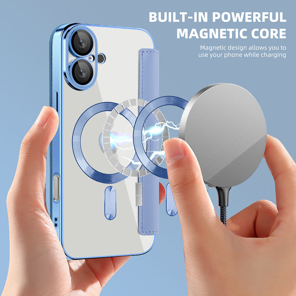 Husa MagSafe pentru Apple iPhone 16, Techsuit, SmartMag Book, Bleu