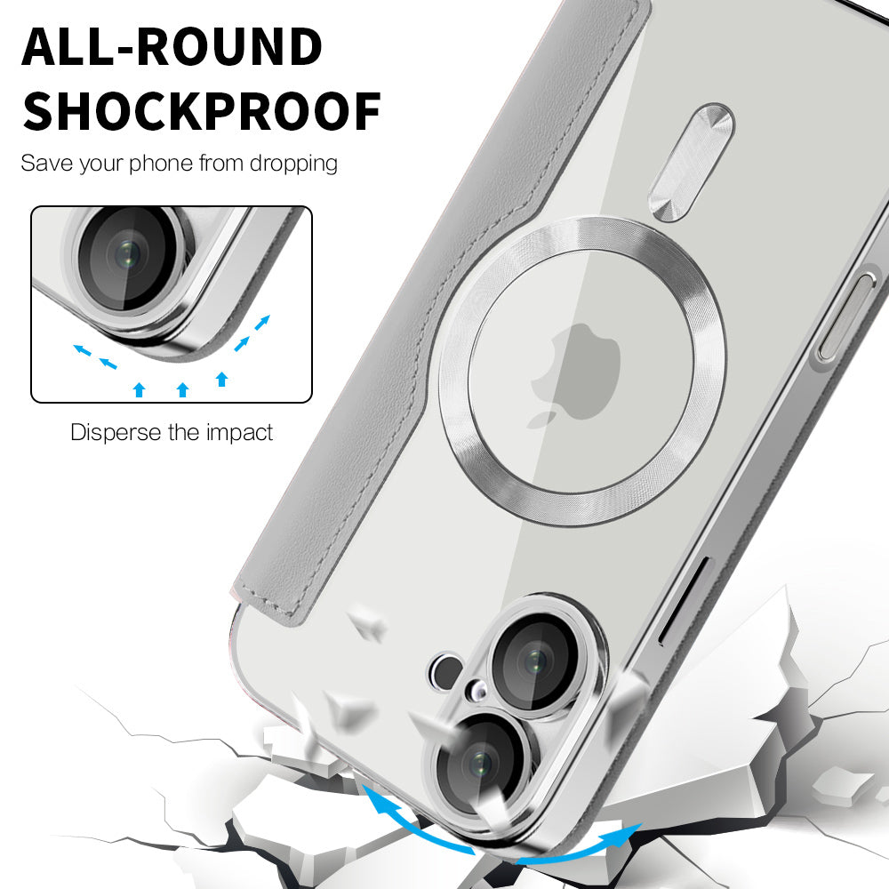 Husa MagSafe pentru Apple iPhone 16, Techsuit, SmartMag Book, Gri