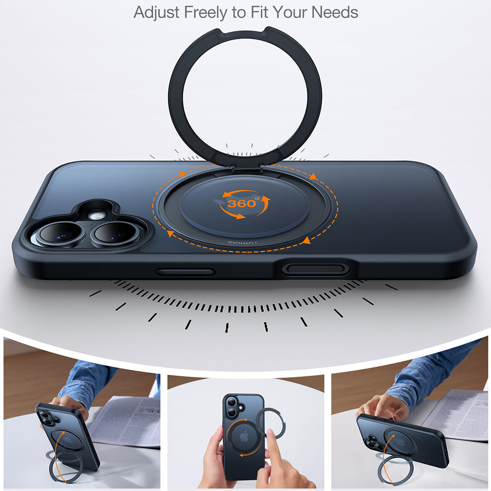 Husa MagSafe pentru Apple iPhone 16, Torras, Ostand Pro, Neagra