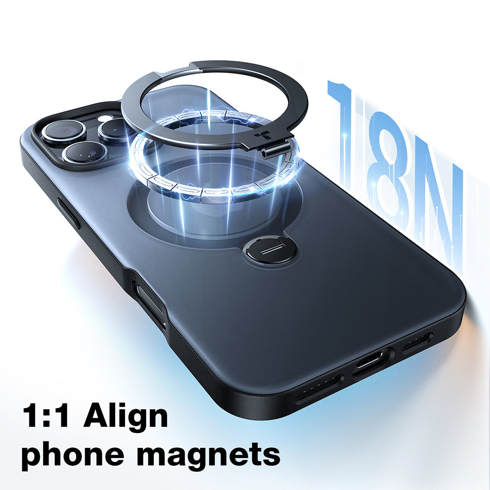 Husa MagSafe pentru Apple iPhone 16, Torras, Ostand Spin, Transparenta