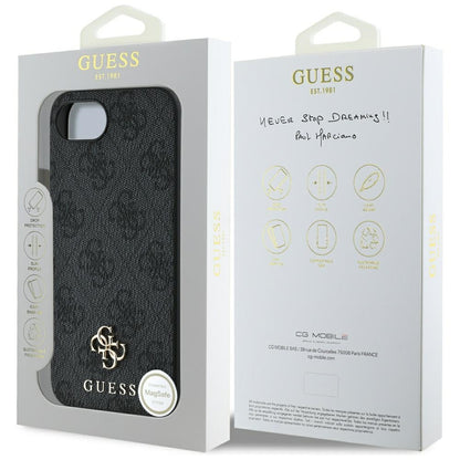 Husa MagSafe pentru Apple iPhone 16e, Guess, 4G Classic, Neagra