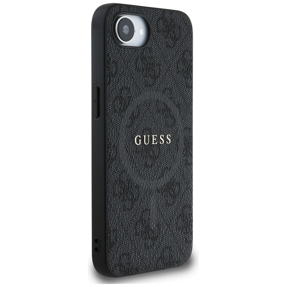 Husa MagSafe pentru Apple iPhone 16e, Guess, 4G Ring Classic Logo, Neagra
