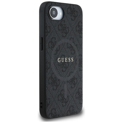 Husa MagSafe pentru Apple iPhone 16e, Guess, 4G Ring Classic Logo, Neagra