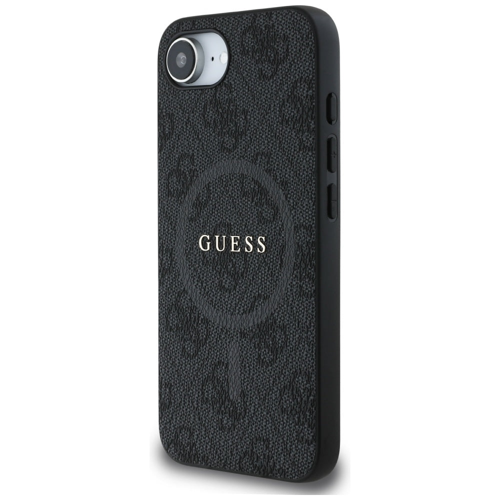 Husa MagSafe pentru Apple iPhone 16e, Guess, 4G Ring Classic Logo, Neagra