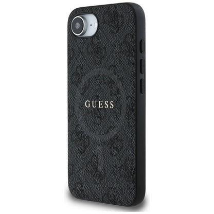 Husa MagSafe pentru Apple iPhone 16e, Guess, 4G Ring Classic Logo, Neagra