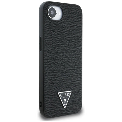 Husa MagSafe pentru Apple iPhone 16e, Guess, Grained Triangle Logo, Neagra
