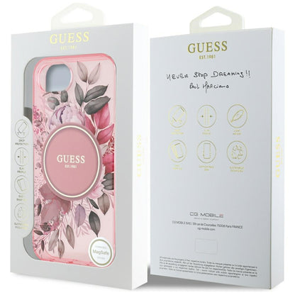 Husa MagSafe pentru Apple iPhone 16e, Guess, IML Flowers, Roz