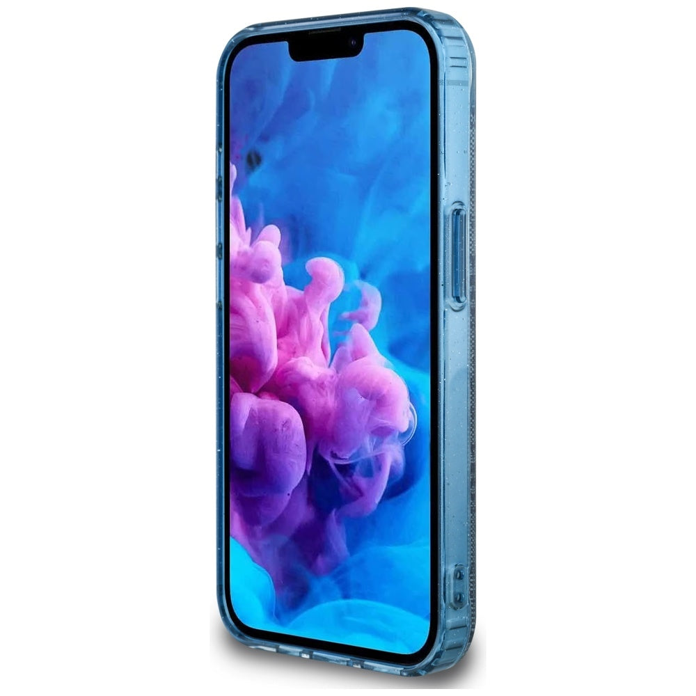 Husa MagSafe pentru Apple iPhone 16e, Guess, IML Glitter 4G Circle Triangle, Albastra