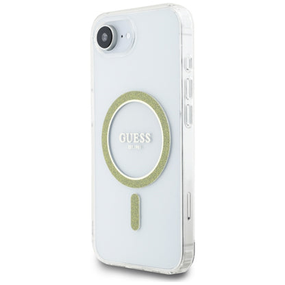 Husa MagSafe pentru Apple iPhone 16e, Guess, IML Glitter Circle, Transparenta