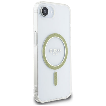 Husa MagSafe pentru Apple iPhone 16e, Guess, IML Glitter Circle, Transparenta