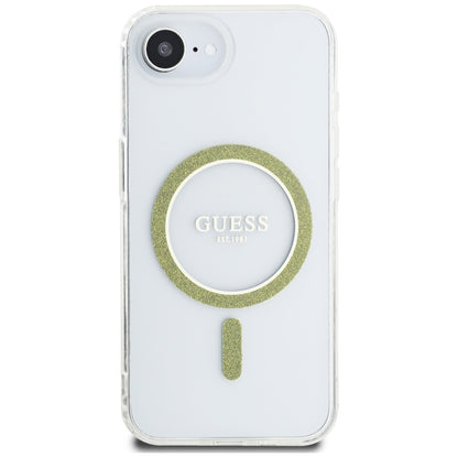 Husa MagSafe pentru Apple iPhone 16e, Guess, IML Glitter Circle, Transparenta