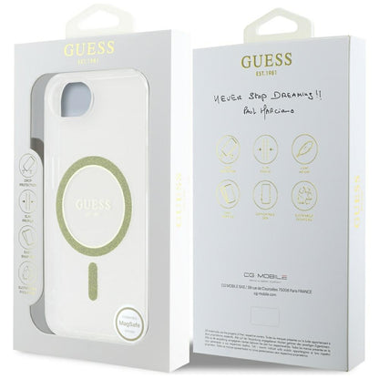 Husa MagSafe pentru Apple iPhone 16e, Guess, IML Glitter Circle, Transparenta