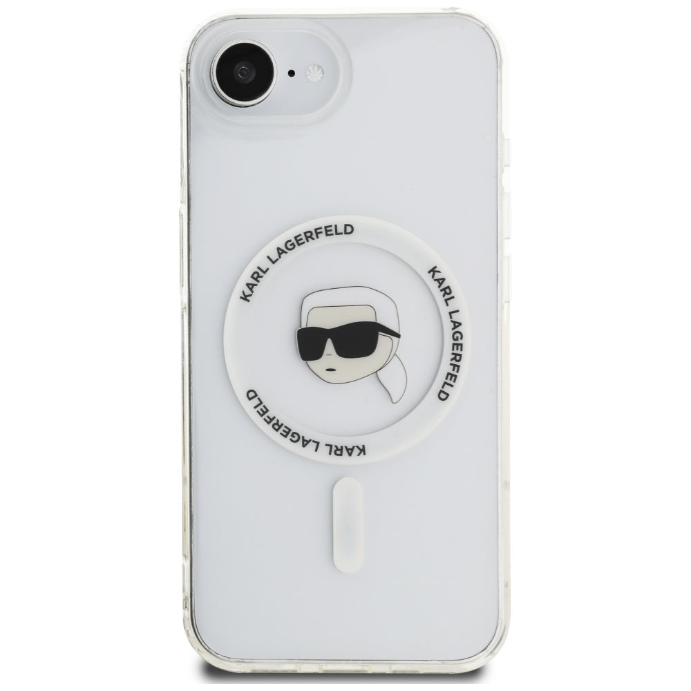 Husa MagSafe pentru Apple iPhone 16e, Karl Lagerfeld, IML Karl's Head, Alba