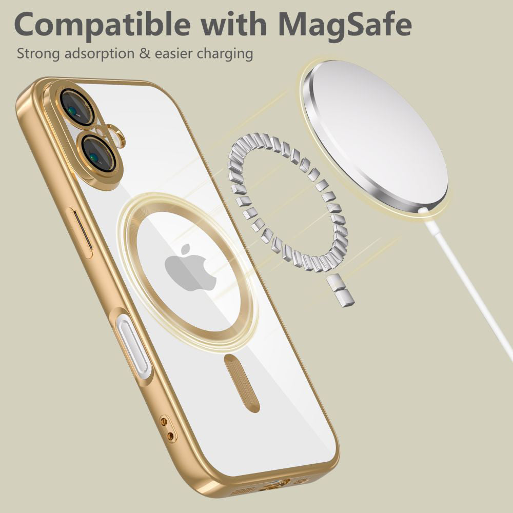 Husa MagSafe pentru Apple iPhone 17e / 16e, Techsuit, Luxury Crystal, Argintie