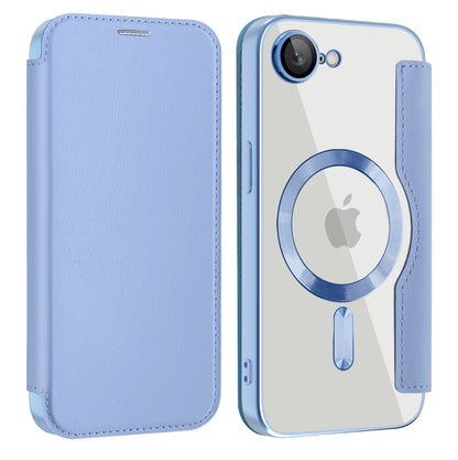Husa MagSafe pentru Apple iPhone 17e / 16e, Techsuit, SmartMag Book, Bleu