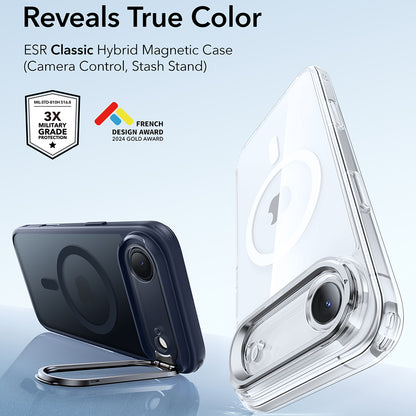 Husa MagSafe pentru Apple iPhone 17 Air, ESR, Classic Hybrid Kickstand, Albastra Satinata
