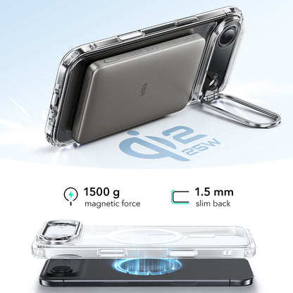 Husa MagSafe pentru Apple iPhone 17 Air, ESR, Classic Hybrid Kickstand, Transparenta