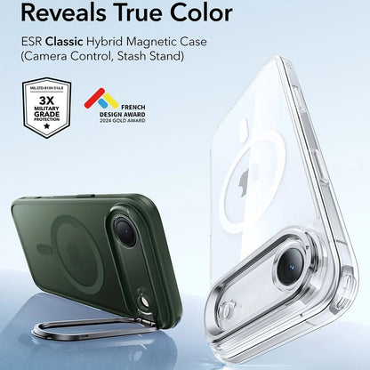 Husa MagSafe pentru Apple iPhone 17 Air, ESR, Classic Hybrid Kickstand, Verde Satinata