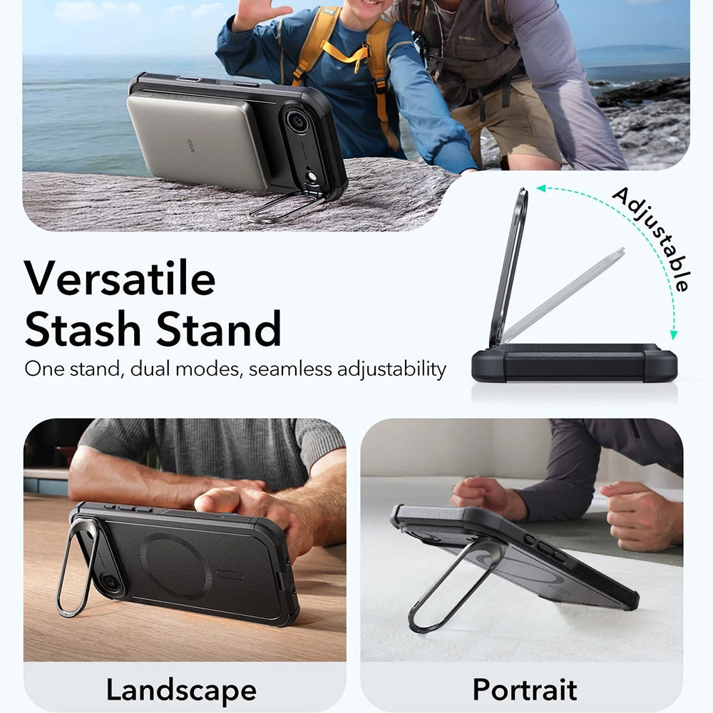 Husa MagSafe pentru Apple iPhone 17 Air, ESR, Cyber Armor Kickstand, Neagra