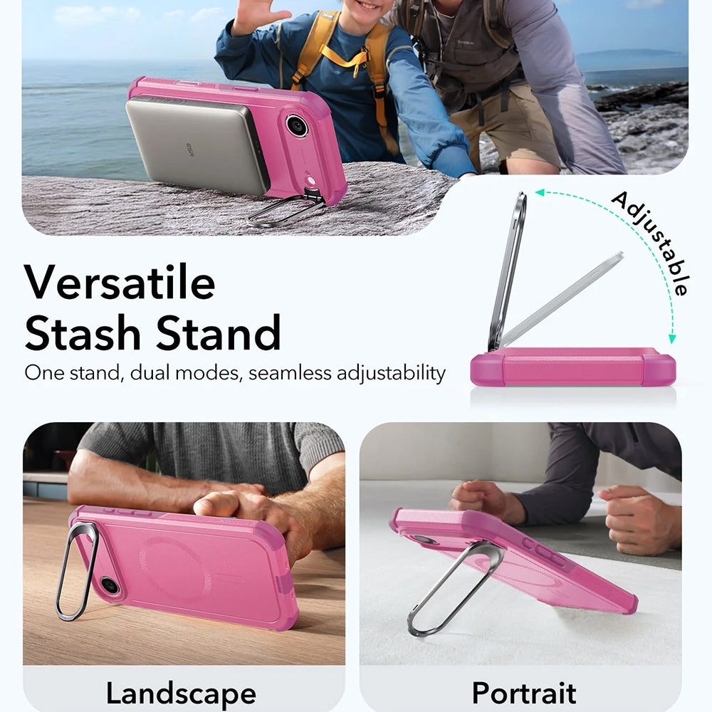 Husa MagSafe pentru Apple iPhone 17 Air, ESR, Cyber Armor Kickstand, Roz