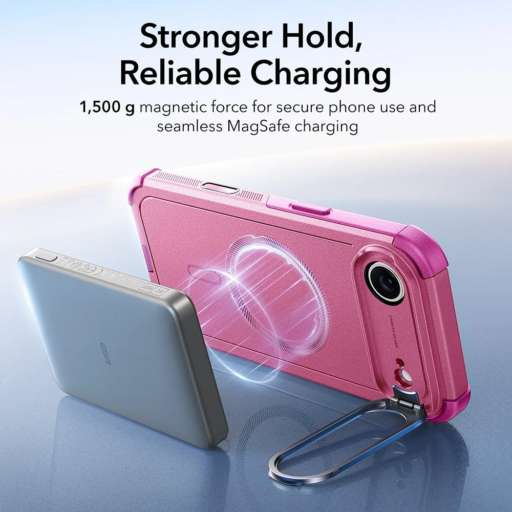 Husa MagSafe pentru Apple iPhone 17 Air, ESR, Cyber Armor Kickstand, Roz