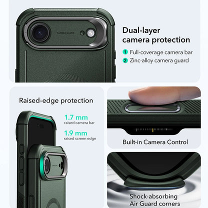 Husa MagSafe pentru Apple iPhone 17 Air, ESR, Cyber Armor Kickstand, Verde