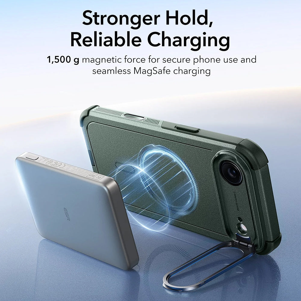 Husa MagSafe pentru Apple iPhone 17 Air, ESR, Cyber Armor Kickstand, Verde