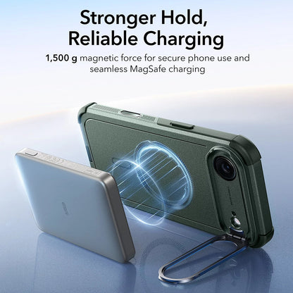 Husa MagSafe pentru Apple iPhone 17 Air, ESR, Cyber Armor Kickstand, Verde