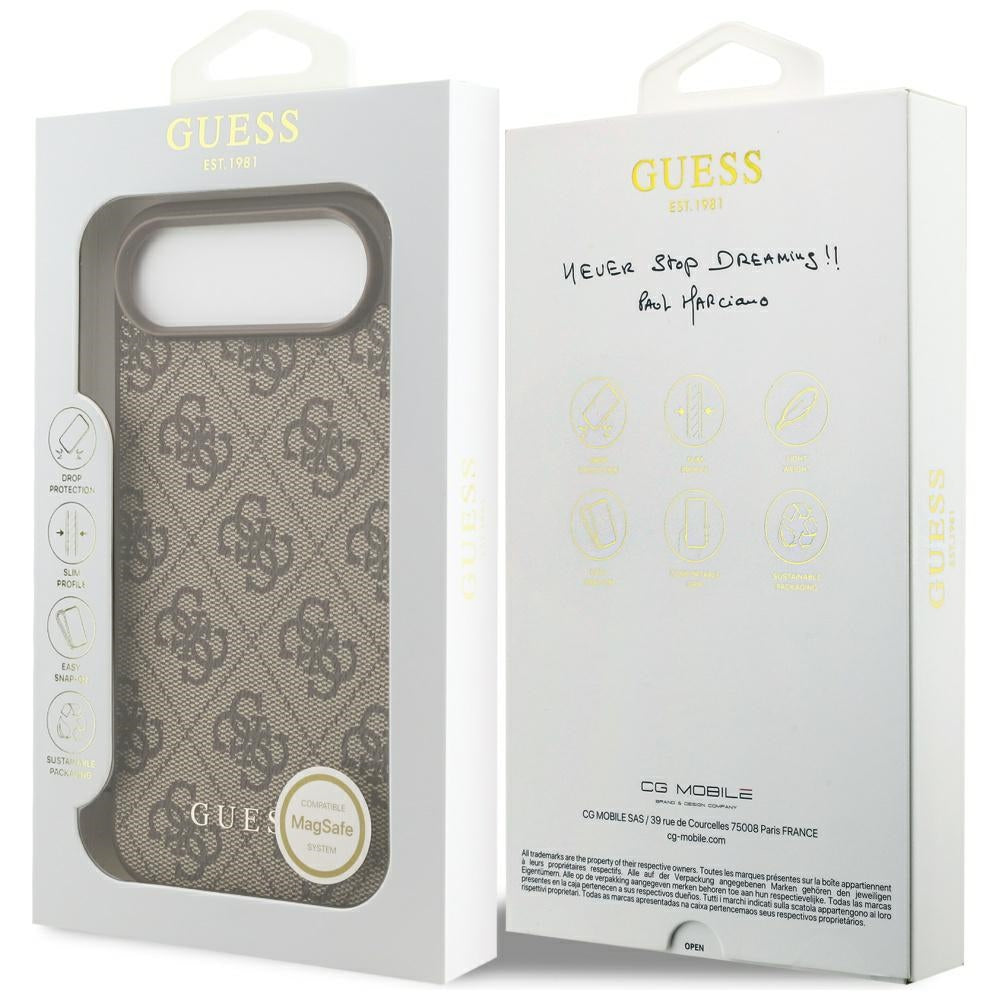 Husa MagSafe pentru Apple iPhone 17 Air, Guess, 4G Charm Cradle, Maro