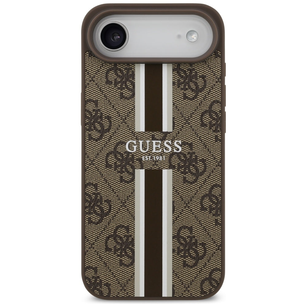 Husa MagSafe pentru Apple iPhone 17 Air, Guess, 4G Printed Stripes, Maro