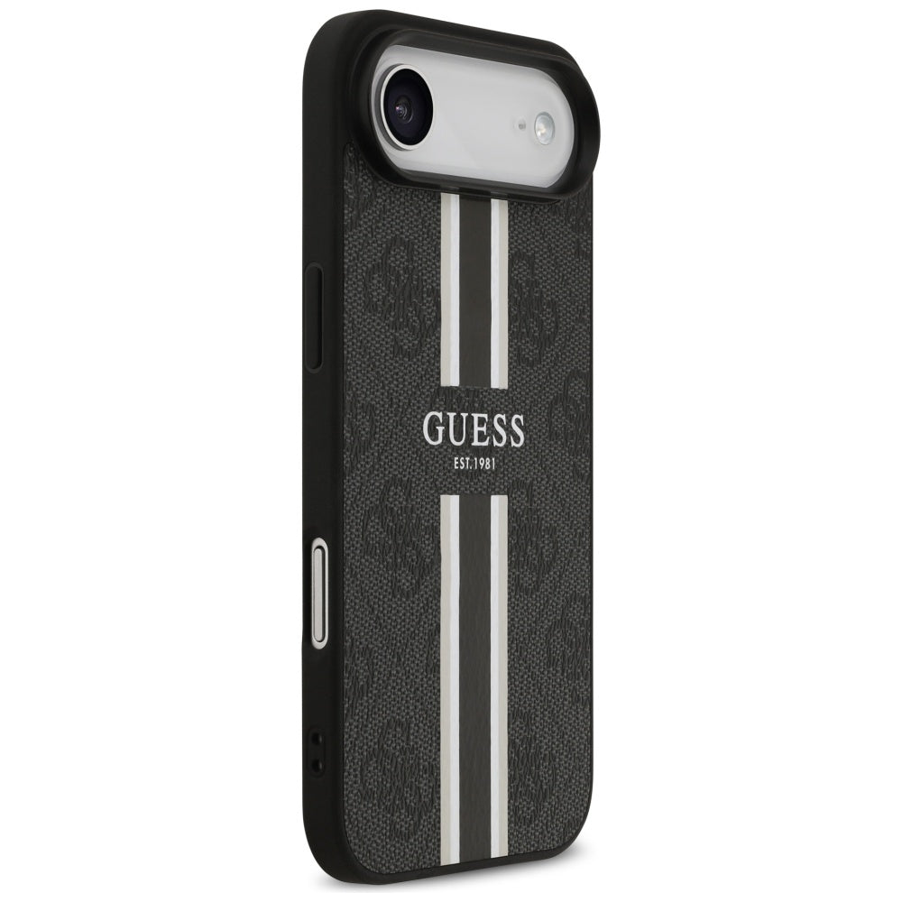 Husa MagSafe pentru Apple iPhone 17 Air, Guess, 4G Printed Stripes, Neagra