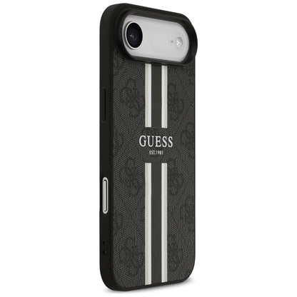 Husa MagSafe pentru Apple iPhone 17 Air, Guess, 4G Printed Stripes, Neagra