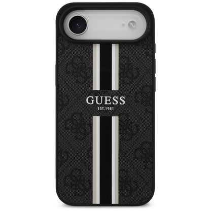 Husa MagSafe pentru Apple iPhone 17 Air, Guess, 4G Printed Stripes, Neagra