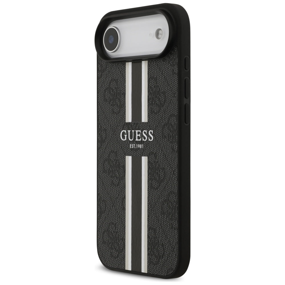 Husa MagSafe pentru Apple iPhone 17 Air, Guess, 4G Printed Stripes, Neagra