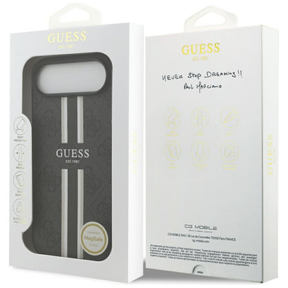Husa MagSafe pentru Apple iPhone 17 Air, Guess, 4G Printed Stripes, Neagra