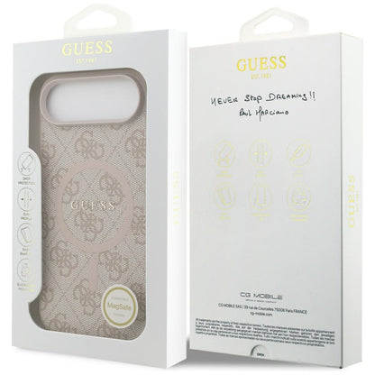 Husa MagSafe pentru Apple iPhone 17 Air, Guess, 4G Ring Classic Logo, Roz