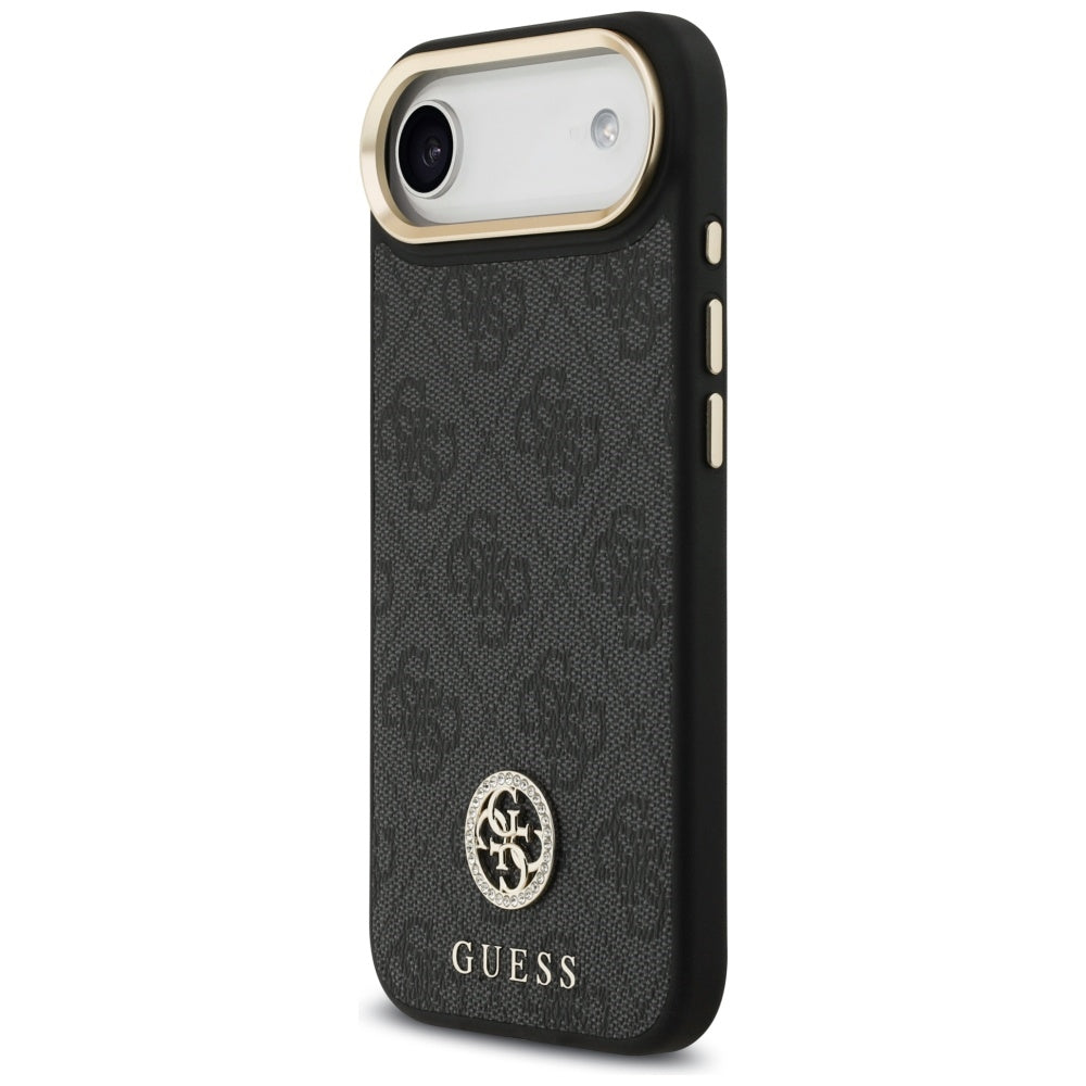Husa MagSafe pentru Apple iPhone 17 Air, Guess, 4G Strass Logo with Big Strap, Neagra