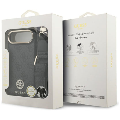 Husa MagSafe pentru Apple iPhone 17 Air, Guess, 4G Strass Logo with Big Strap, Neagra