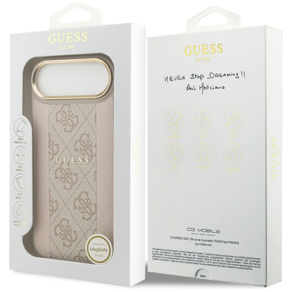 Husa MagSafe pentru Apple iPhone 17 Air, Guess, 4G Stripe, Roz