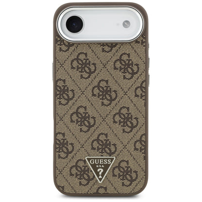 Husa MagSafe pentru Apple iPhone 17 Air, Guess, 4G Triangle Logo, Maro Argintie